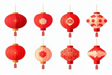Fototapeta na wymiar Beautiful red Chinese lanterns, prosperity in the New Year concept, Chinese New Year celebration