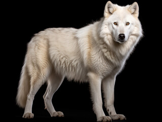 Arctic Wolf Studio Shot Isolated on Clear Black Background, Generative AI