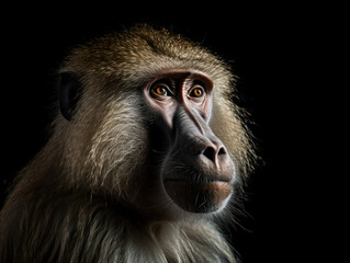 Baboon Studio Shot Isolated Clear
