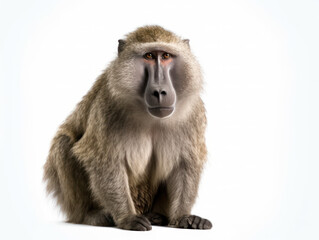 Obraz premium Baboon Studio Shot Isolated on Clear White Background, Generative AI