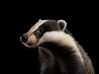 Badger Studio Shot Isolated on Clear Black Background, Generative AI