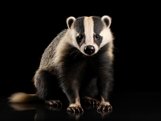 Badger Studio Shot Isolated on Clear Black Background, Generative AI
