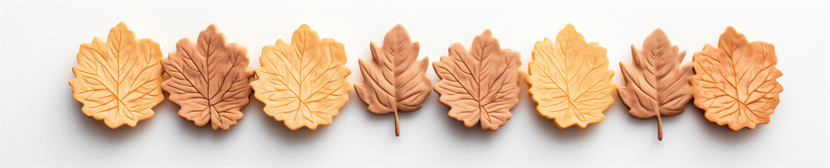 Top Down Photograph, Autumn Leaf.Cookies Isolated on a White Background, Generative AI