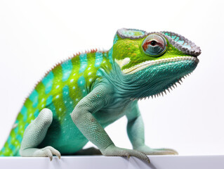 Fototapeta premium Chameleon Studio Shot Isolated on Clear White Background, Generative AI