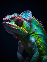 Chameleon Studio Shot Isolated on Clear Black Background, Generative AI