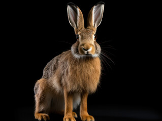Obraz premium Hare Studio Shot Isolated on Clear Black Background, Generative AI