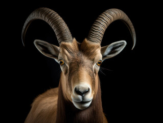 Fototapeta premium Ibex Studio Shot Isolated on Clear Black Background, Generative AI