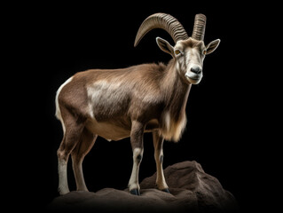 Obraz premium Ibex Studio Shot Isolated on Clear Black Background, Generative AI