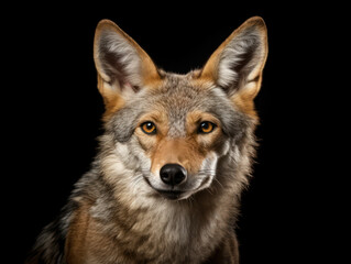 Obraz premium Jackal Studio Shot Isolated on Clear Black Background, Generative AI
