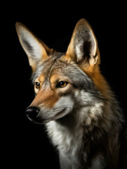 Fototapeta premium Jackal Studio Shot Isolated on Clear Black Background, Generative AI