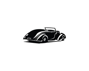 Naklejka premium 1932 Ford Caupe car. vintage car logo silhouette. isolated white background view from side. Best for logo, badge, emblem, icon, sticker design