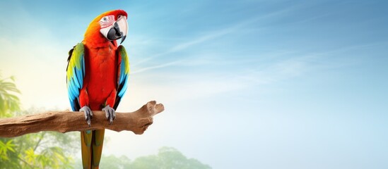 A magnificent macaw stands alone on a pure white backdrop representing the vibrant wildlife of the animal kingdom