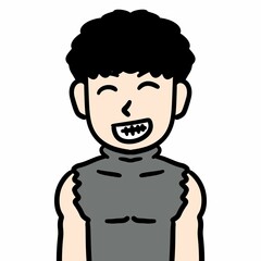 cute man cartoon on white background