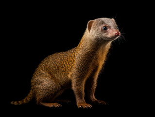 Mongoose Studio Shot Isolated on Clear Black Background, Generative AI