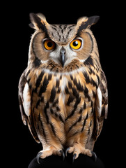 Owl Studio Shot Isolated on Clear Black Background, Generative AI