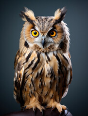 Obraz premium Owl Studio Shot Isolated on Clear Black Background, Generative AI