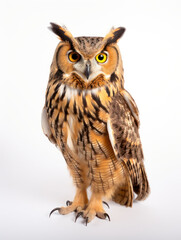 Owl Studio Shot Isolated on Clear White Background, Generative AI