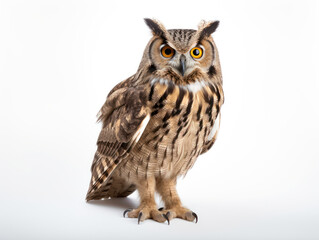 Obraz premium Owl Studio Shot Isolated on Clear White Background, Generative AI