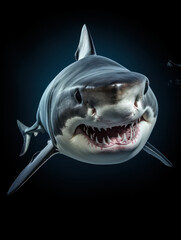 Obraz premium Shark Studio Shot Isolated on Clear Black Background, Generative AI