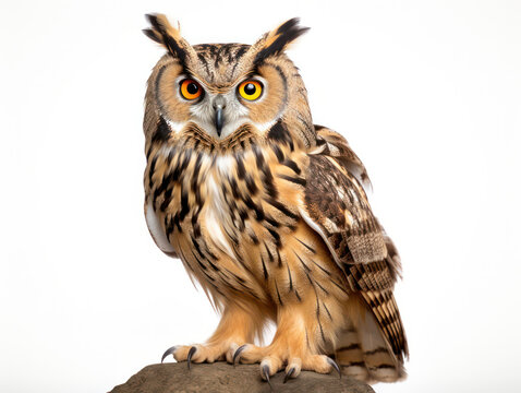 Owl Studio Shot Isolated on Clear White Background, Generative AI