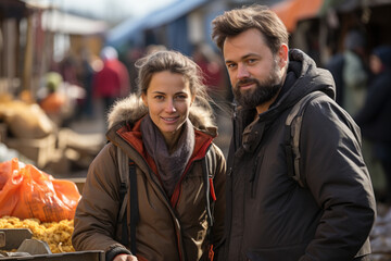 Fototapeta premium An international aid worker delivering food and supplies to a refugee camp, highlighting the need for humanitarian assistance in times of mass displacement. Generative Ai.