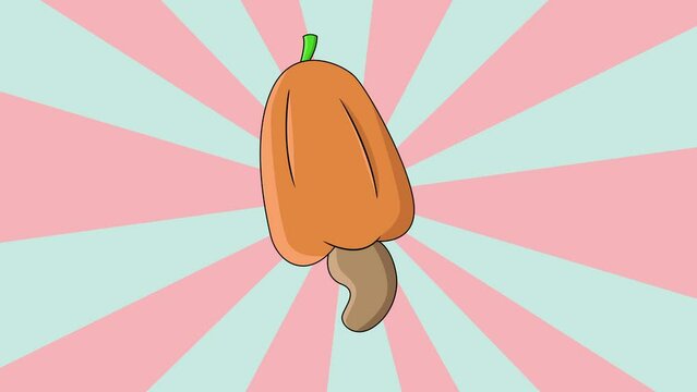 Animated cashew icon with a rotating background