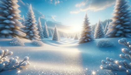 Snow christmas winter landscape background. Scene with snowy. Generative ai.
