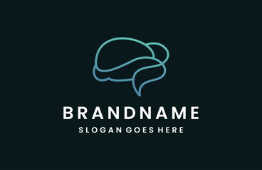 Brain Logo design vector template line style .