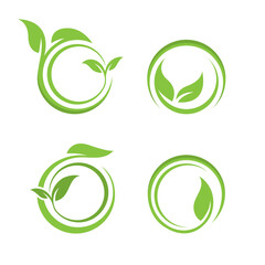 eco green leaf logo vector icon illustration