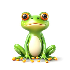 Obraz premium Cute Frog, Cartoon Animal Toy Character, Isolated On White Background