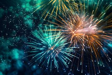 Fireworks festival celebrating Happy New Year holiday night