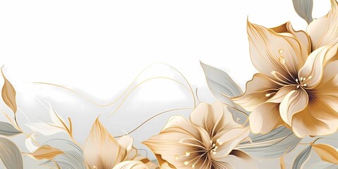 Floral background with golden flowers, Generative AI illustrations.