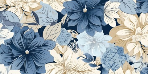 Beautiful abstract beige blue off-white simple doodle cartoon floral design background. beautiful Generative AI AIG32