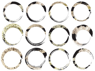 書道　墨タッチ　背景素材のイラストセット