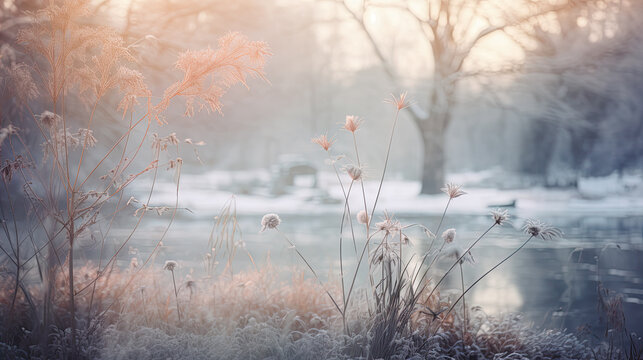 blurry garden background winter landscape © Ziyan