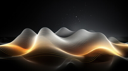 Futuristic Grayscale Audio Waveform Visualization. Generative AI - obrazy, fototapety, plakaty