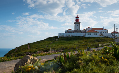 Fototapeta na wymiar Scenic view of Cabo da Roca (Cape Roca) Lighthouse - westernmost extent of continental Europe, Portugal