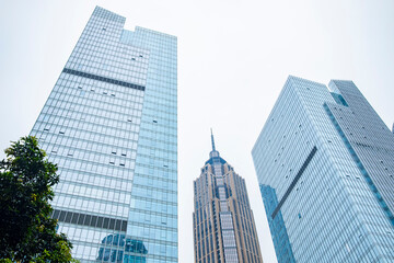 Obraz premium commercial buildings in a cloudy day horizontal composition