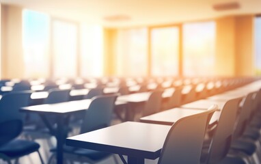 Conference room or seminar meeting room in business event. Academic classroom training course in lecture hall