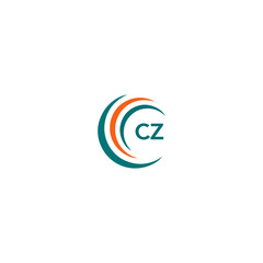 CZ C Z letter logo design. Initial letter CZ linked circle uppercase monogram logo blue  and white. CZ logo, C Z design. CZ, C Z