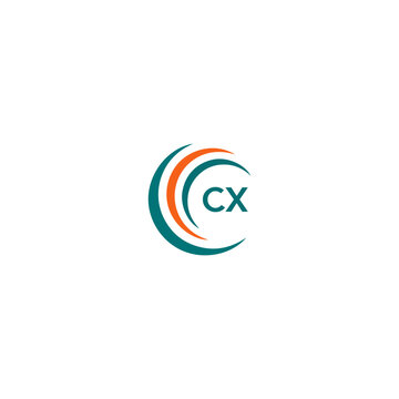 CX C X letter logo design. Initial letter CX linked circle uppercase monogram logo blue  and white. CX logo, C X design. CX, C X