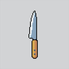 Pixel art illustration Kitchen Knife. Pixelated knife. Kitchen knife pixelated for the pixel art game and icon for website and video game. old school retro.
