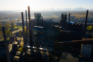 Fototapeta na wymiar Aerial view of a closed metallurgical plant in Vitkovice (Ostrava). Czech Republic