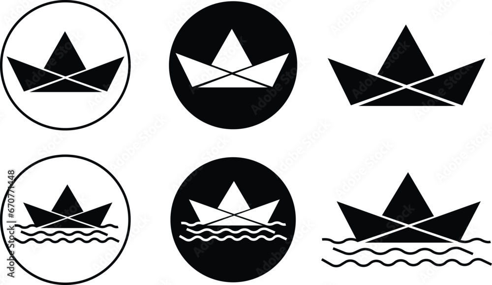 Poster set of paper boat vector fill icons. paper boat icon from user interface concept. can be used for we
