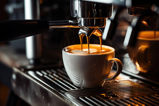 Close-up of coffee being poured in coffee shop