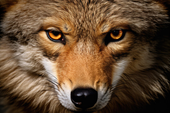 Close-up of an angry wolves face