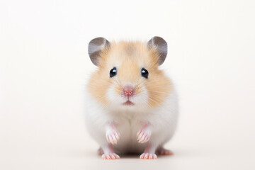 Close-up of a light brown and white hamster