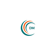 DM D M letter logo design. Initial letter DM linked circle uppercase monogram logo blue  and white. DM logo, D M design. DM, D M