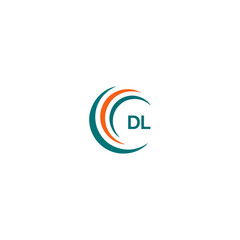DL D L letter logo design. Initial letter DL linked circle uppercase monogram logo blue  and white. DL logo, D L design. DL, D L