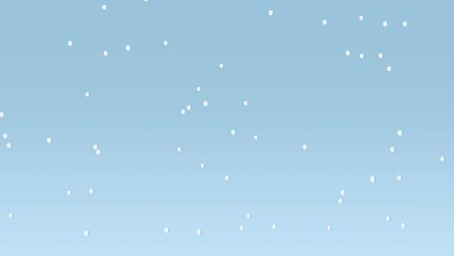 4K Snowfall on a blue loop background cartoon 2D Animated.